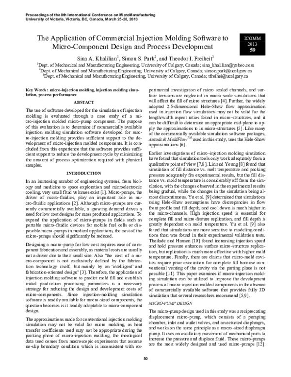 (PDF) The Application of Commercial Injection Molding Software to Micro ...