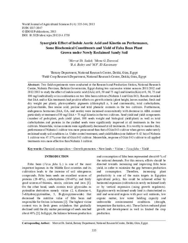 (PDF) Synergistic effect of indole acetic acid and kinetin on ...