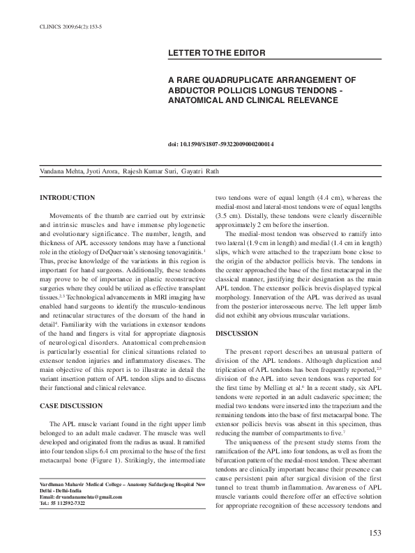 (PDF) A Rare Quadruplicate Arrangement of Abductor Pollicis Longus ...