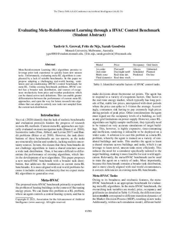(PDF) Evaluating Meta-Reinforcement Learning through a HVAC Control ...