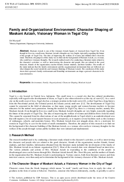(PDF) Family and Organizational Environment: Character Shaping of ...