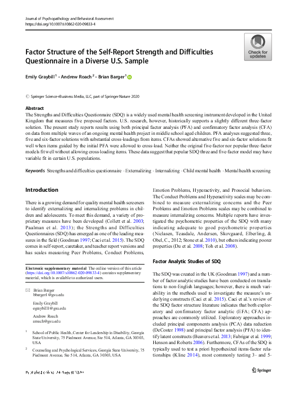 (PDF) Factor Structure of the Self-Report Strength and Difficulties ...