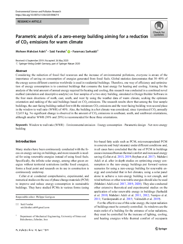(PDF) Parametric analysis of a zero-energy building aiming for a ...