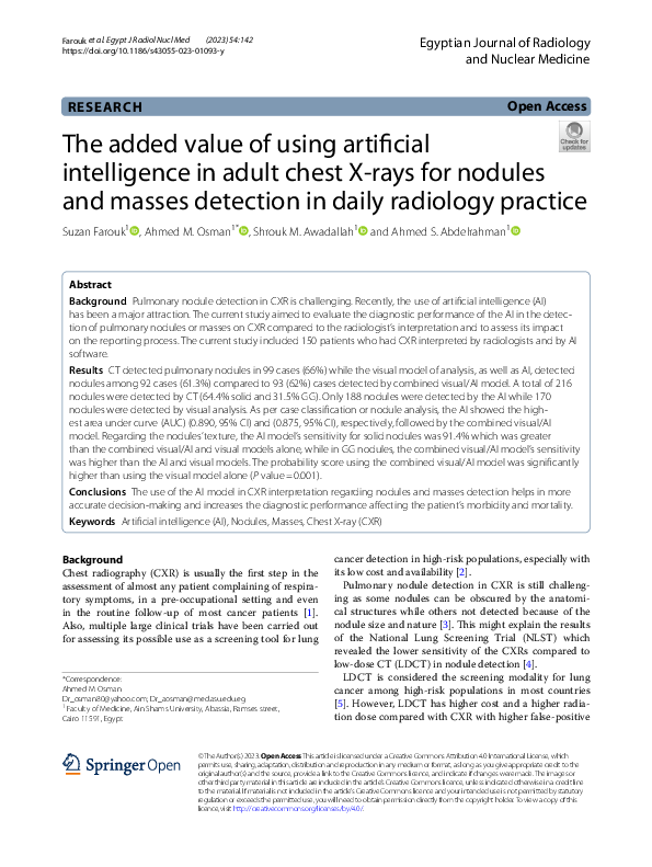 (PDF) The added value of using artificial intelligence in adult chest X ...