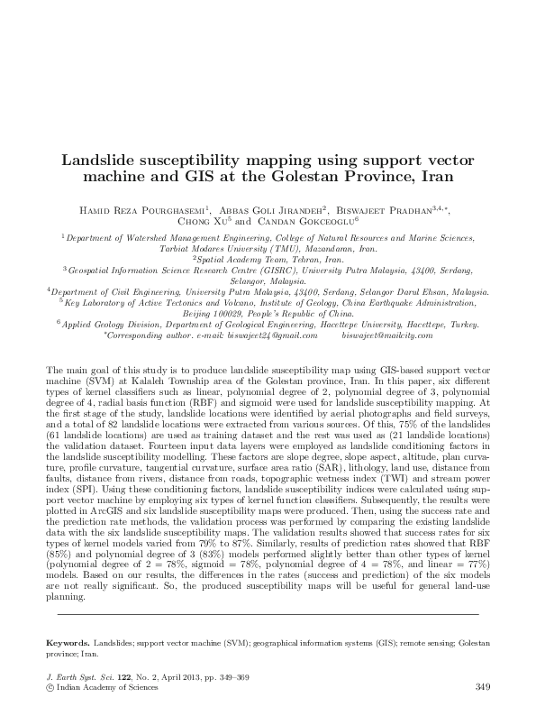 (PDF) Landslide susceptibility mapping using support vector machine and ...