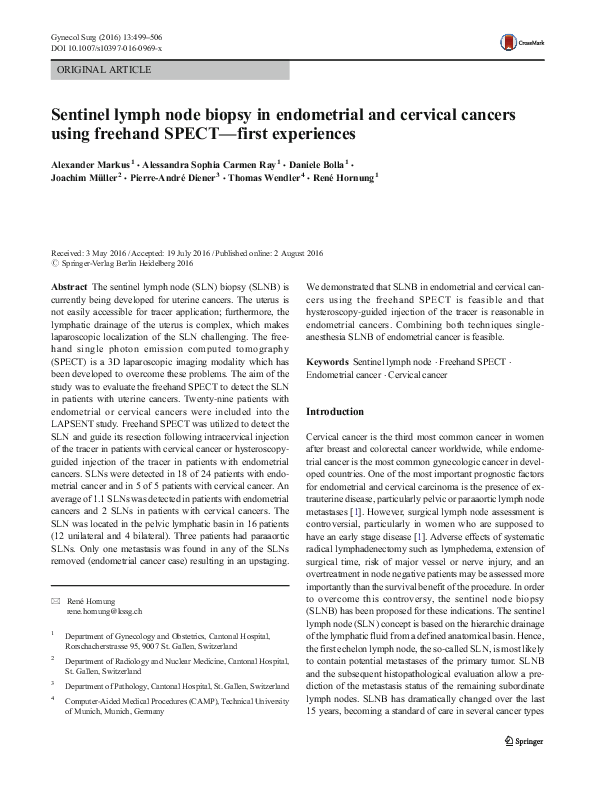 (PDF) Sentinel Lymph Node Biopsy in Endometrial and Cervical Cancer [336]