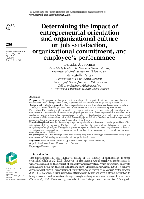 (PDF) Determining the impact of entrepreneurial orientation and ...