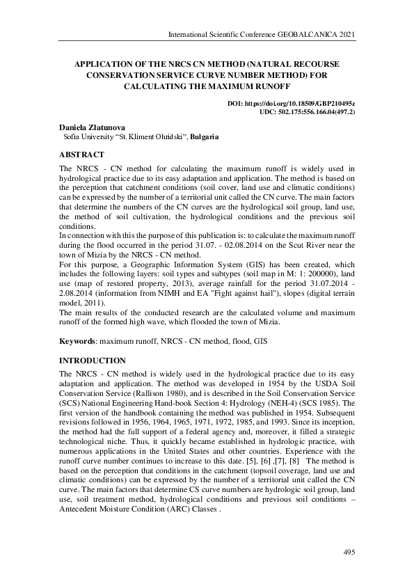 (PDF) Application of the NRCS CN Method (Natural Recourse Conservation ...