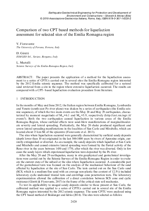 (PDF) Comparison of two CPT based methods for liquefaction assessment ...