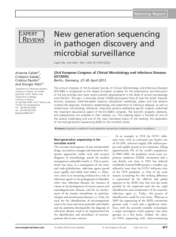 Pdf New Generation Sequencing In Pathogen Discovery And Microbial