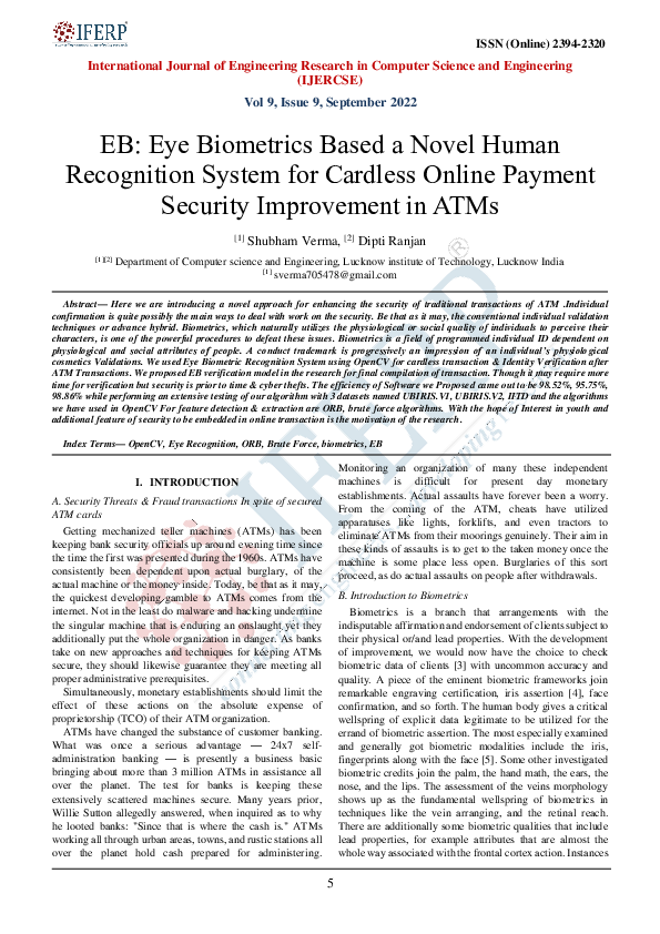 (PDF) EB: Eye Biometrics Based a Novel Human Recognition System for ...
