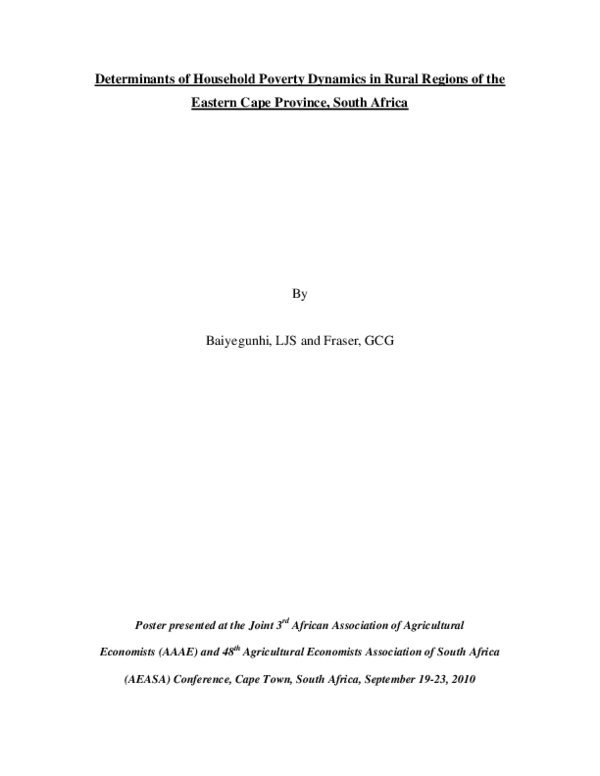 (PDF) Determinants of Household Poverty Dynamics in Rural Regions of ...