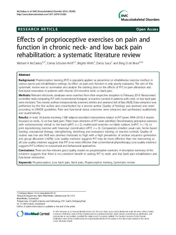 (PDF) Effects of proprioceptive exercises on pain and function in ...