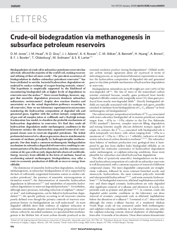(PDF) Crude-oil biodegradation via methanogenesis in subsurface ...
