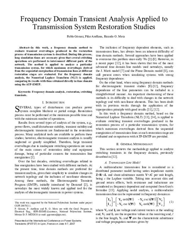 (PDF) Frequency Domain Transient Analysis Applied to Transmission ...