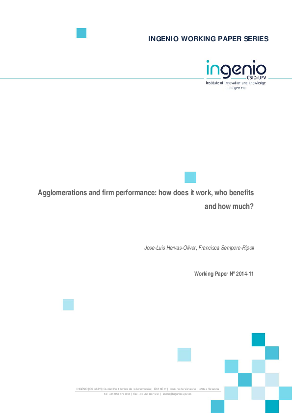 (PDF) Agglomerations and firm performance: how does it work, who ...