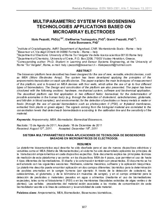 (PDF) Multiparametric system for biosensing technologies applications ...