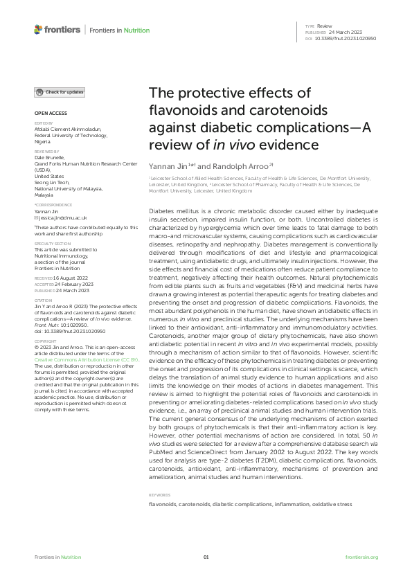 (PDF) The protective effects of flavonoids and carotenoids against ...