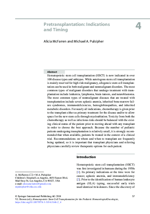 (PDF) Hematopoietic stem cell transplantation for primary ...