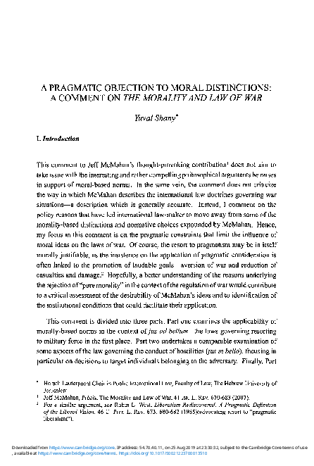 (PDF) A Pragmatic Objection to Moral Distinctions: A Comment on The ...
