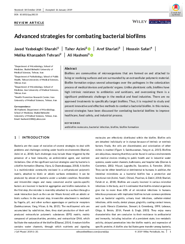 (PDF) Advanced strategies for combating bacterial biofilms