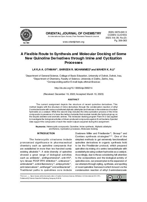 (PDF) A Flexible Route to Synthesis and Molecular Docking of Some New ...