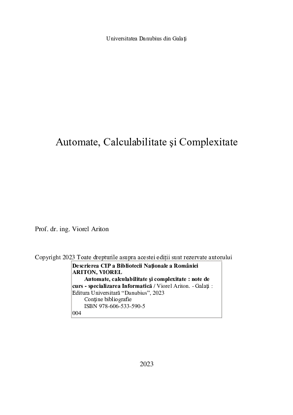 (PDF) Automata, Calculability and Complexity