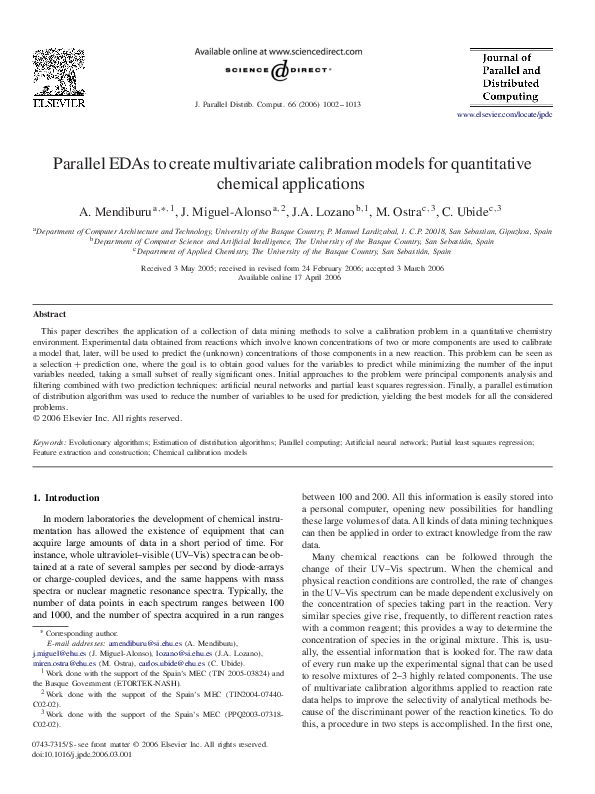 (PDF) Parallel EDAs to create multivariate calibration models for ...