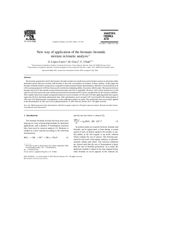 (PDF) New way of application of the bromatebromide mixture in analysis Miren Ostra