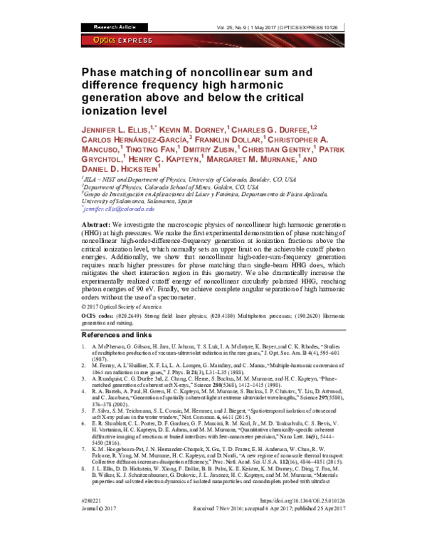 (PDF) Phase matching of noncollinear sum and difference frequency high ...