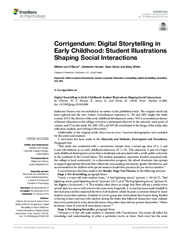 (PDF) Corrigendum: Digital Storytelling in Early Childhood: Student ...