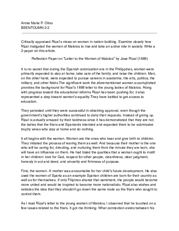 (PDF) Reflection Paper on 