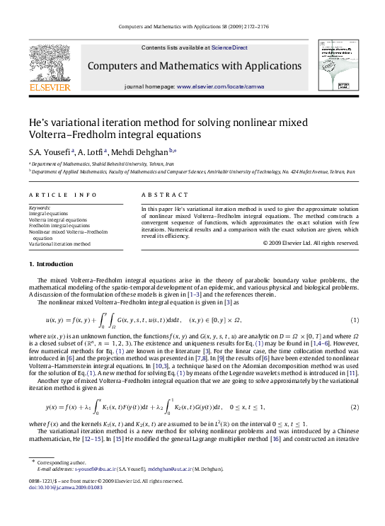 (PDF) He’s variational iteration method for solving nonlinear mixed ...