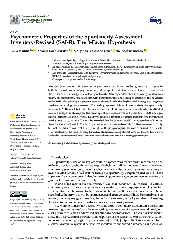 (PDF) Psychometric Properties of the Spontaneity Assessment Inventory ...