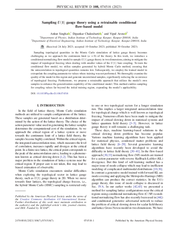 (PDF) Sampling U(1) gauge theory using a retrainable conditional flow ...