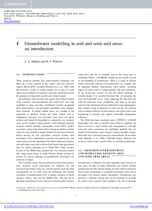 (PDF) Groundwater Modelling in Arid and Semi-Arid Areas