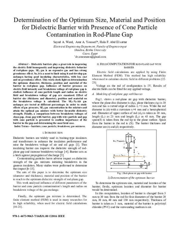 (PDF) Determination of the Optimum Size, Material and Position for ...
