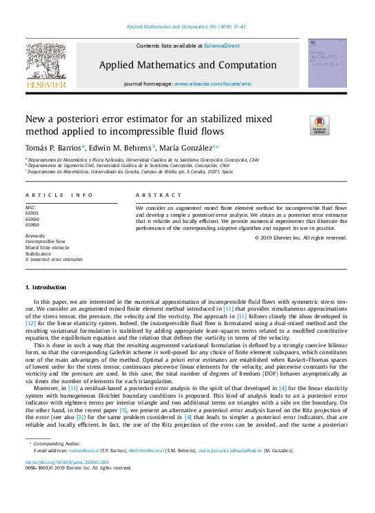 (PDF) New a posteriori error estimator for an stabilized mixed method ...