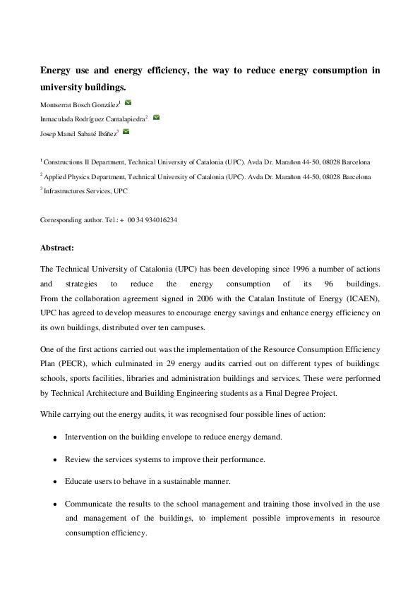 (PDF) Energy use and energy efficiency, the way to reduce energy ...