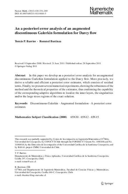 (PDF) An a posteriori error analysis of an augmented discontinuous ...