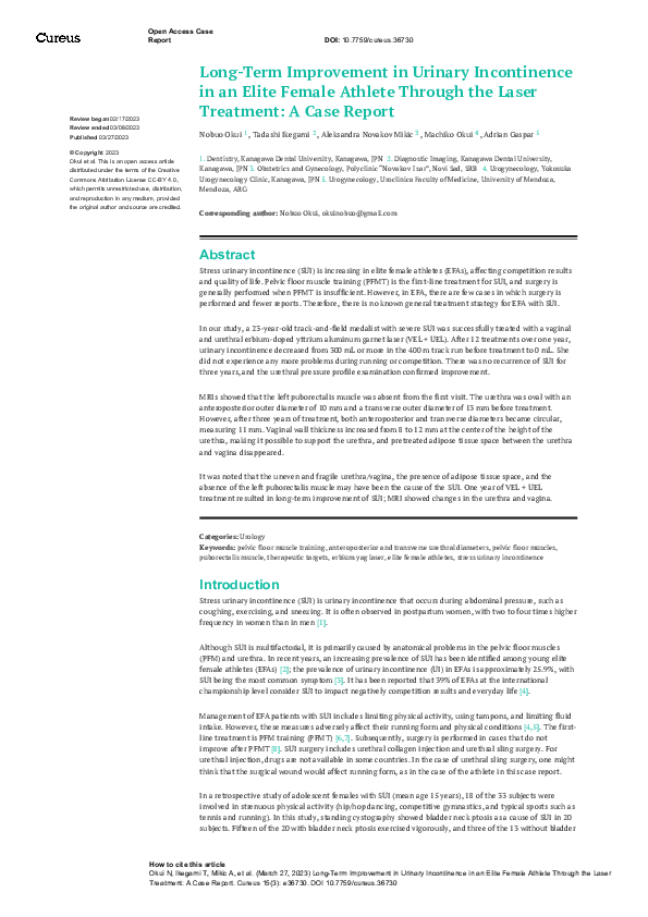 (PDF) Long-Term Improvement in Urinary Incontinence in an Elite Female ...