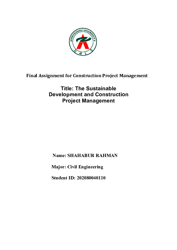 (DOC) The Sustainable Development and Construction Project Management