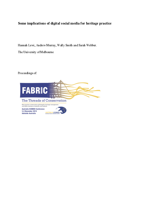 (PDF) Some Implications of Digital Social Media for Heritage Practice