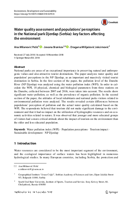 (PDF) Water quality assessment and populations’ perceptions in the ...