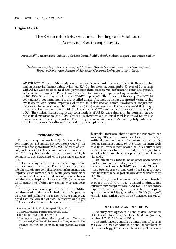 (PDF) The Relationship between Clinical Findings and Viral Load in ...