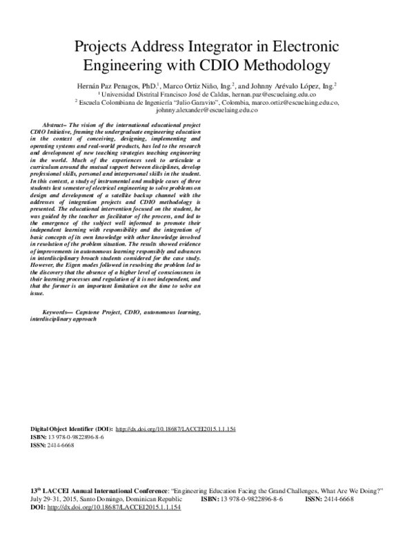 (PDF) Aborde de Proyectos Integradores en Ingeniería Electrónica con ...