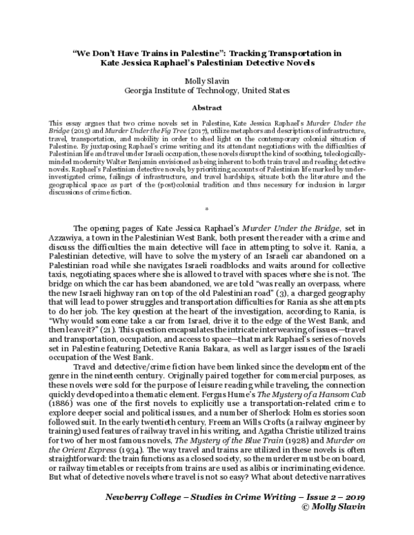 (PDF) “We Don’t Have Trains in Palestine”: Tracking Transportation in ...
