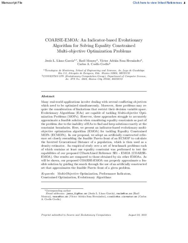 (PDF) COARSE-EMOA: An indicator-based evolutionary algorithm for ...