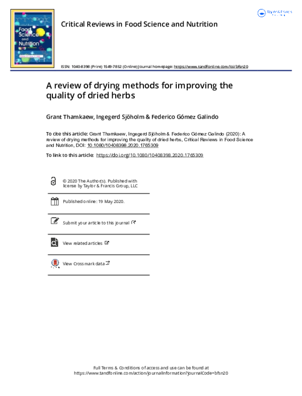 (PDF) A review of drying methods for improving the quality of probiotic ...