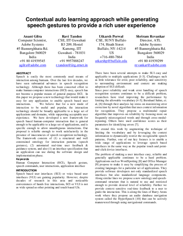 (PDF) Contextual auto learning approach while generating speech ...